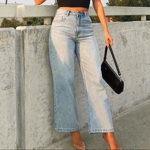 Wide leg denim jeans